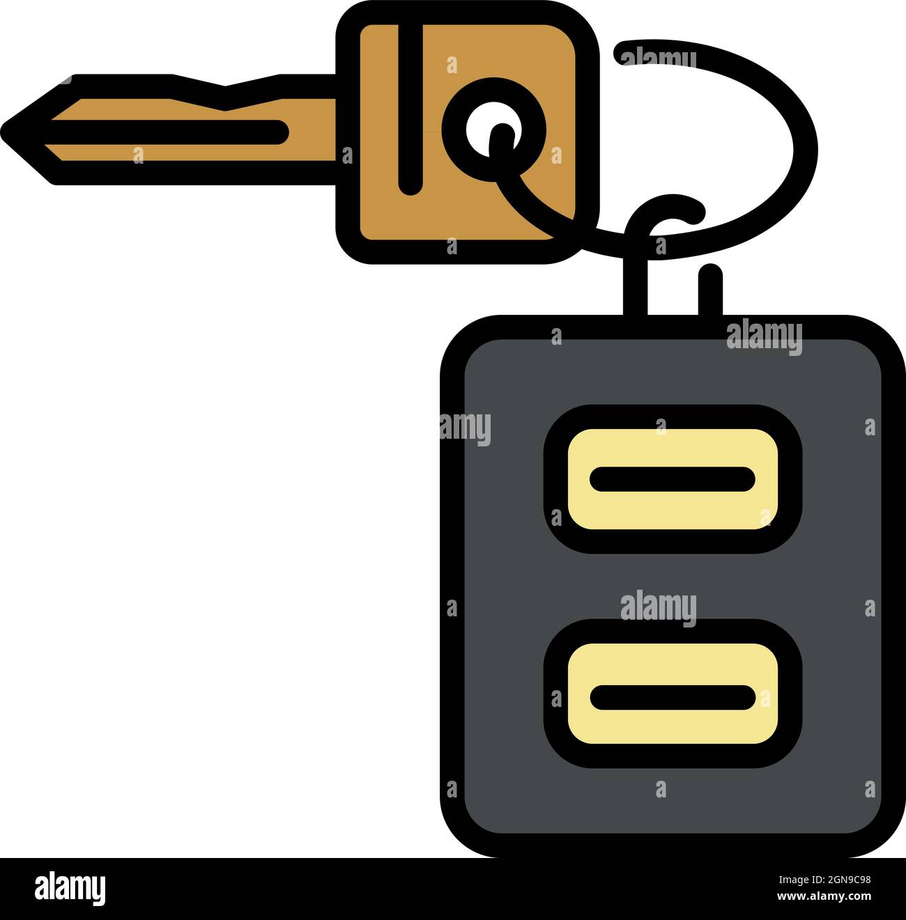 Car key icon. Outline car key vector icon color flat isolated Stock Vector