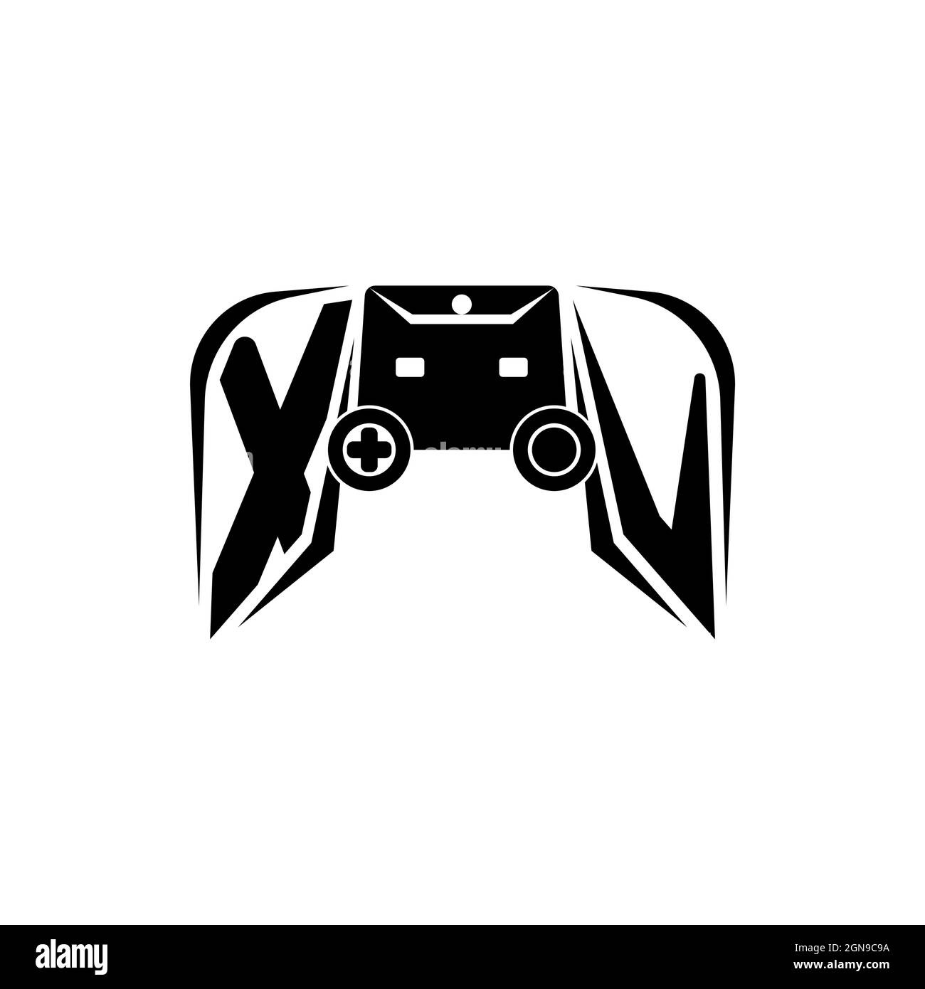 XV Initial ESport gaming logo. Game console shape style vector template Stock Vector