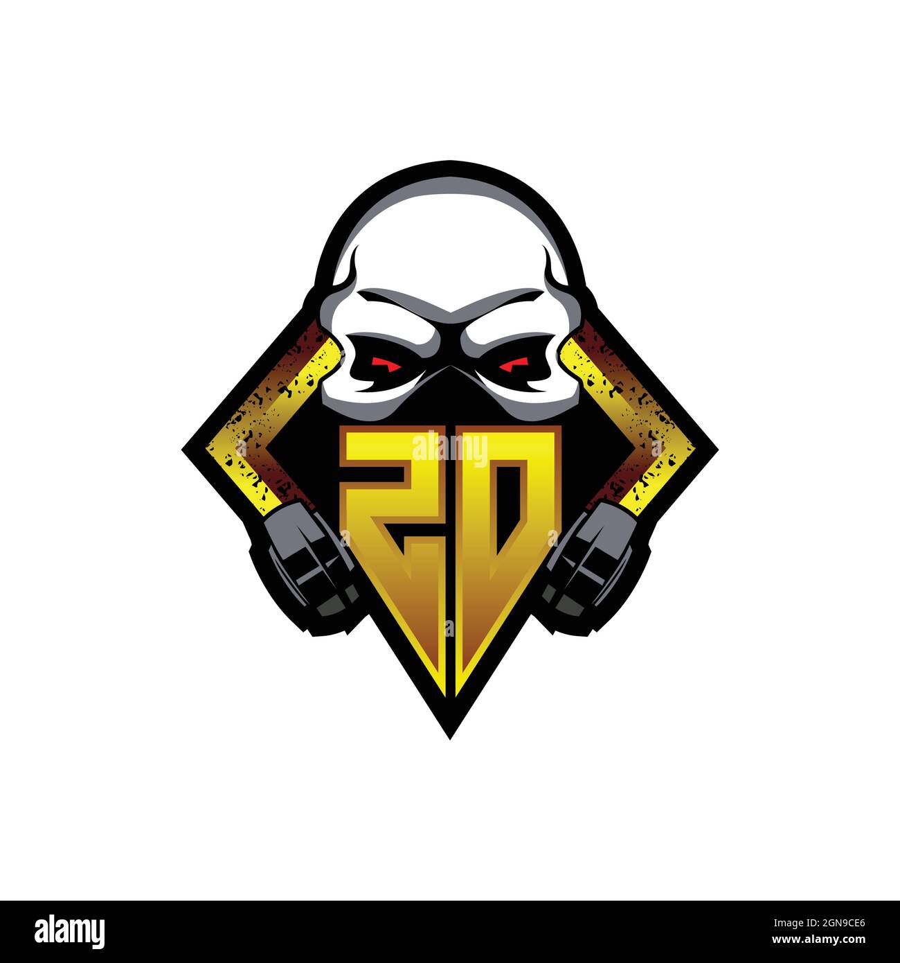 ZD Logo monogram with Skull Shape designs template vector icon modern Stock Vector