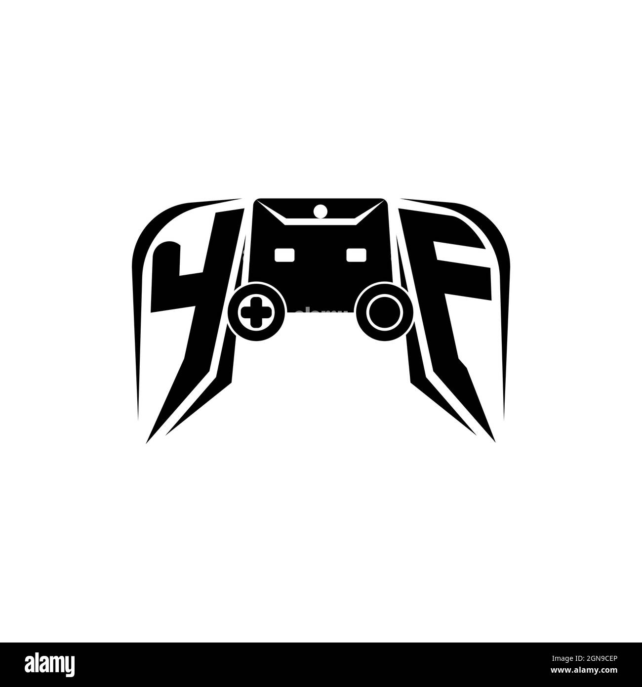 YF Initial ESport gaming logo. Game console shape style vector template Stock Vector