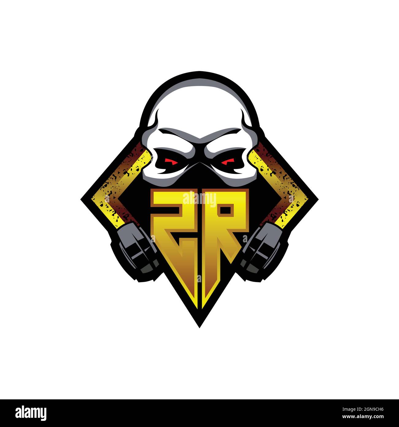 ZR Logo monogram with Skull Shape designs template vector icon modern Stock Vector