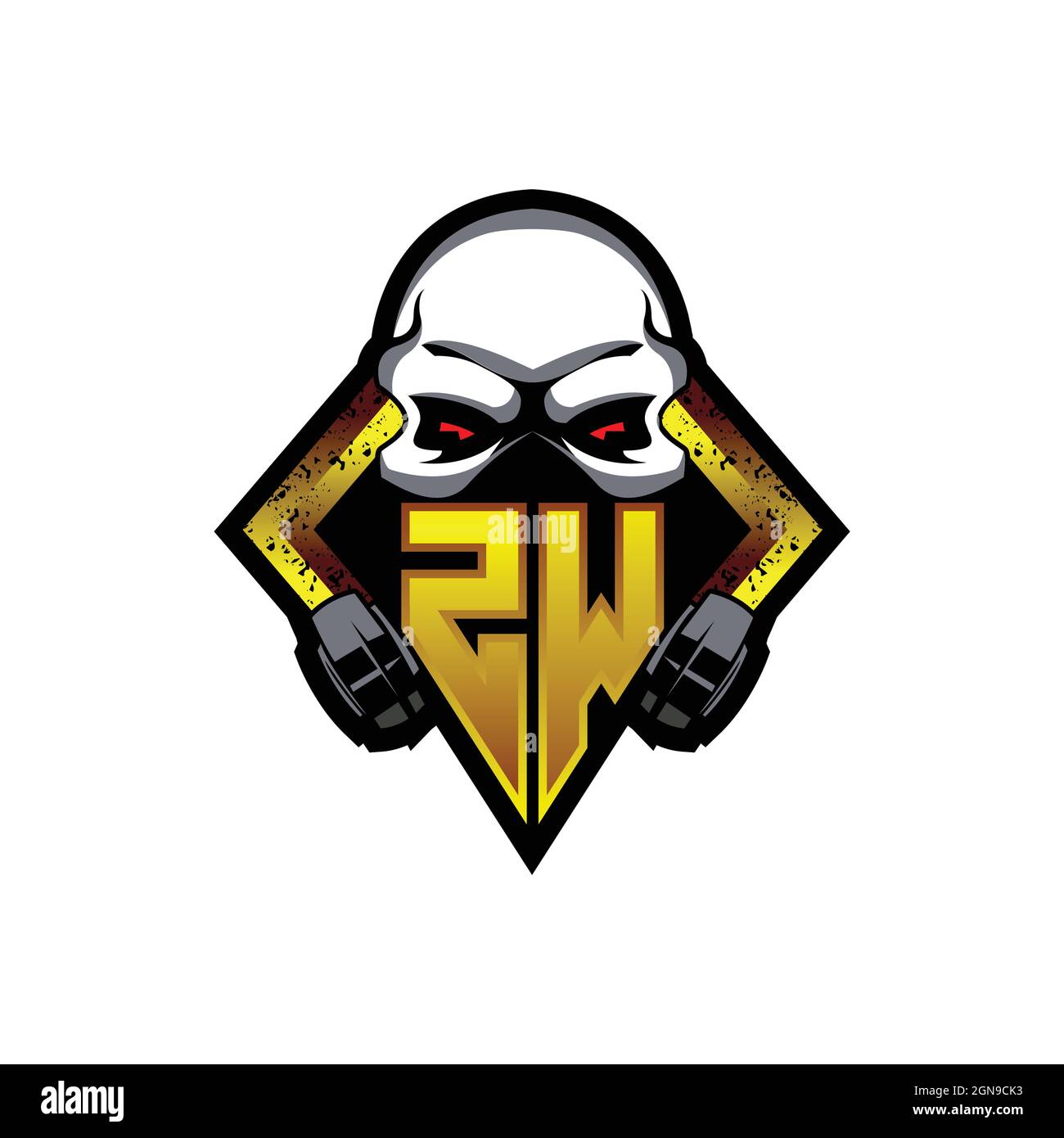ZW Logo monogram with Skull Shape designs template vector icon modern Stock Vector