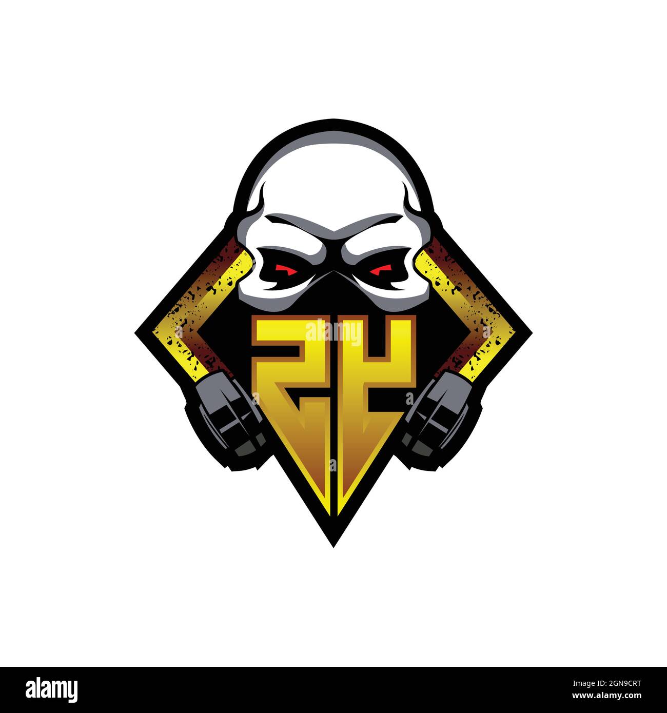 ZY Logo monogram with Skull Shape designs template vector icon modern Stock Vector