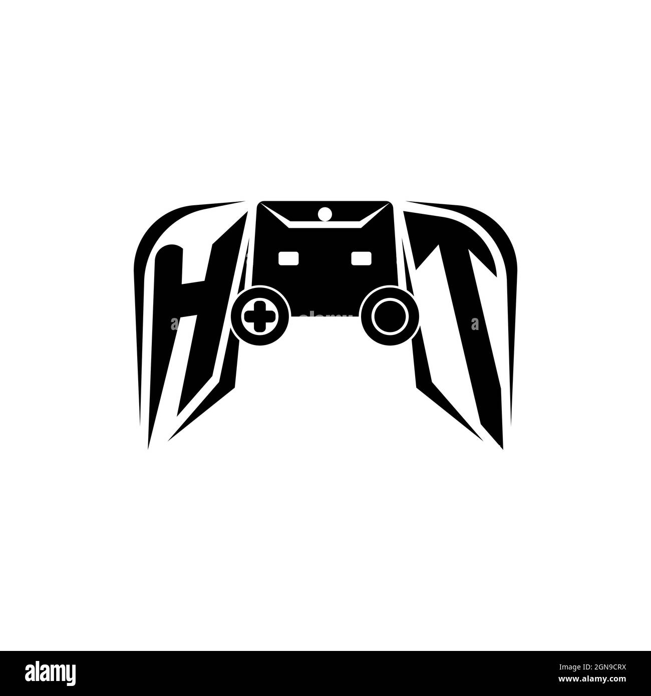 HT Initial ESport gaming logo. Game console shape style vector template Stock Vector