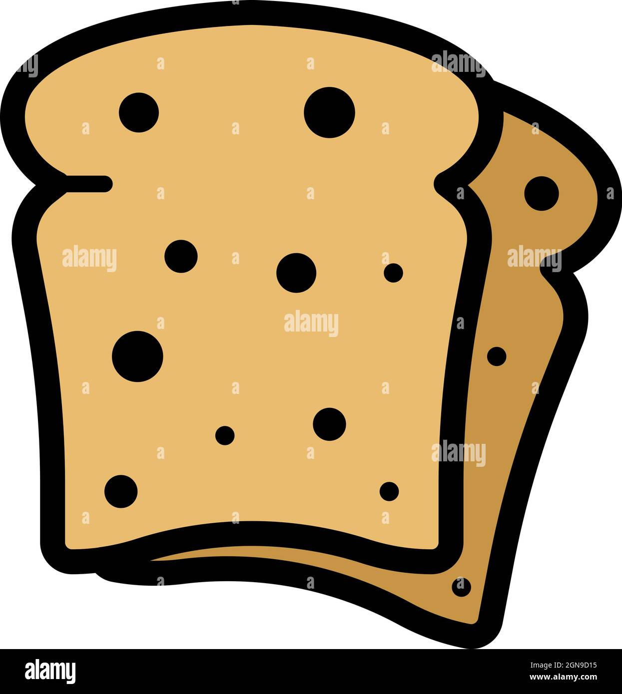 Rye bread icon. Outline rye bread vector icon color flat isolated Stock
