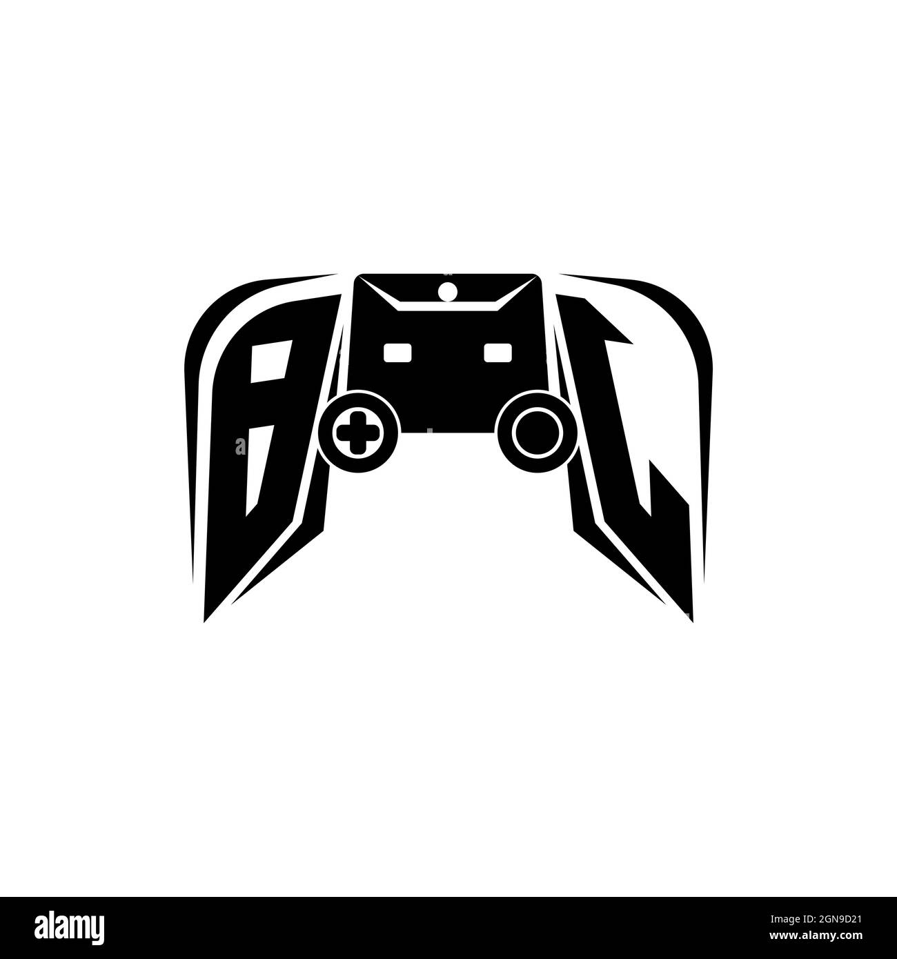 BJ Initial ESport gaming logo. Game console shape style vector template Stock Vector