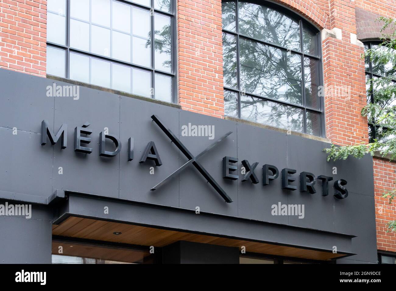 Montreal, QC, Canada - September 6, 2021: Close up of Media Experts sign at their headquarters in Montreal, QC, Canada. Stock Photo