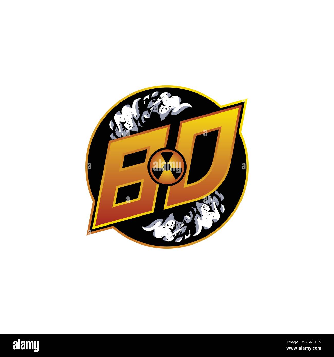 BD Logo monogram with Skull Shape designs template Stock Vector