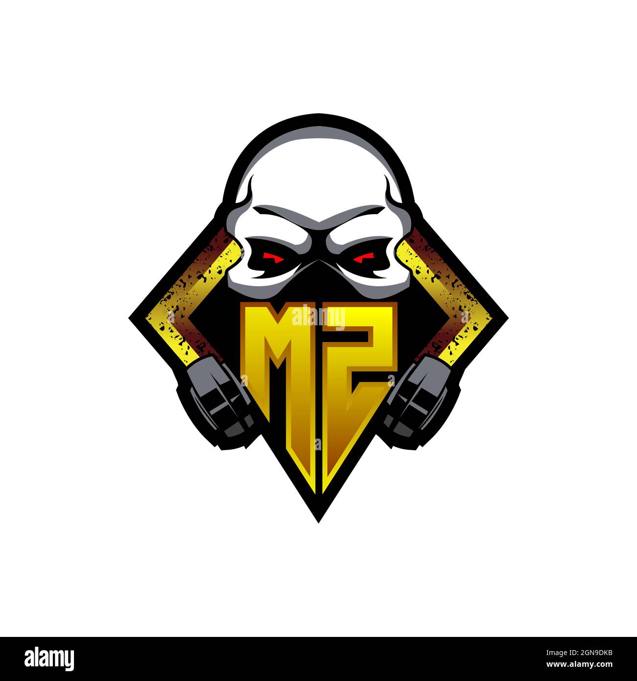 MZ Logo monogram with Skull Shape designs template vector icon modern Stock Vector