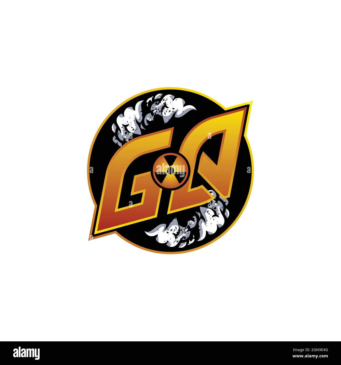 GR Logo monogram with Skull Shape designs template vector icon modern Stock Vector
