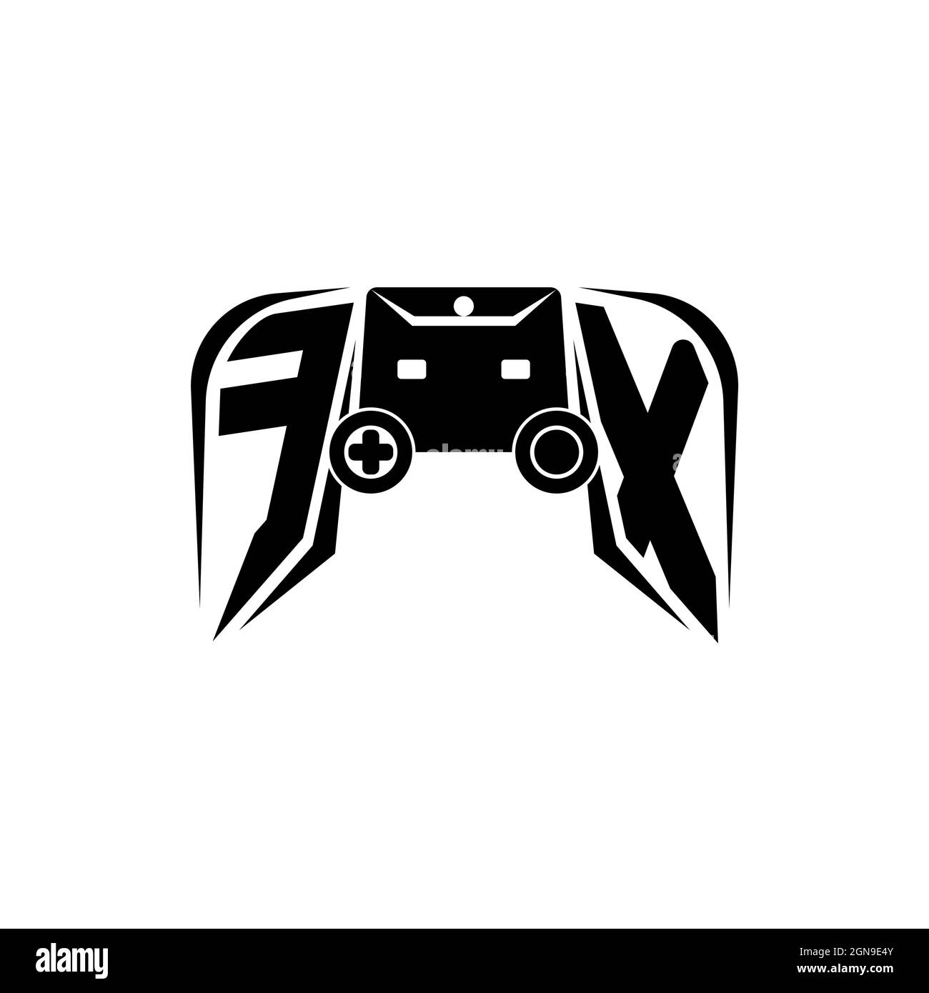 FX Initial ESport gaming logo. Game console shape style vector