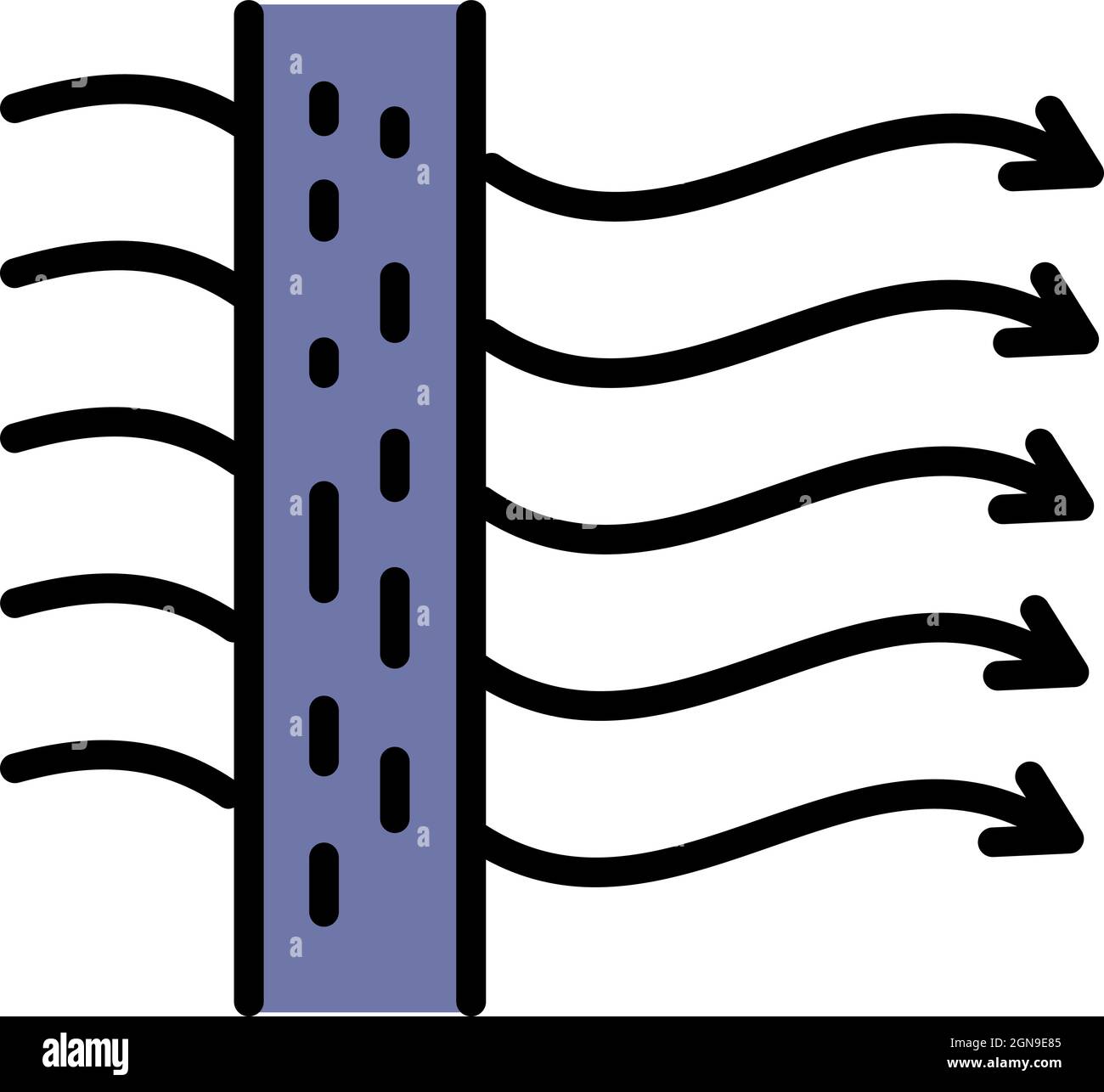 Air flow fabric icon. Outline air flow fabric vector icon color flat