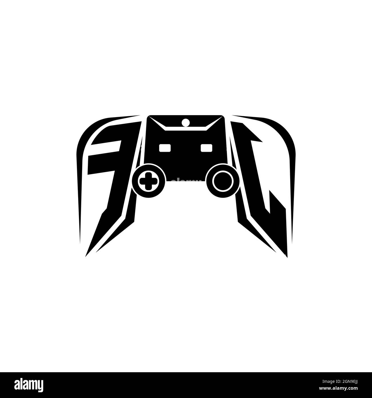 FJ Initial ESport gaming logo. Game console shape style vector template Stock Vector