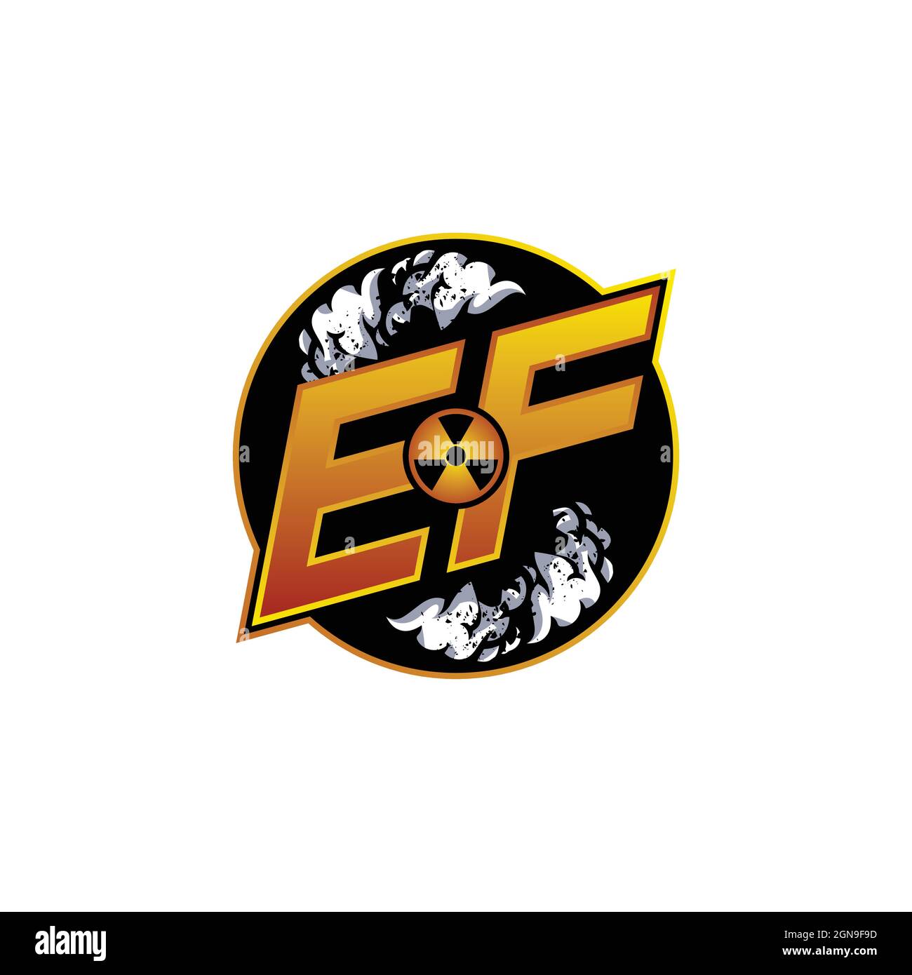 EF Logo Monogram Gaming with Gas Shape designs template vector icon modern Stock Vector