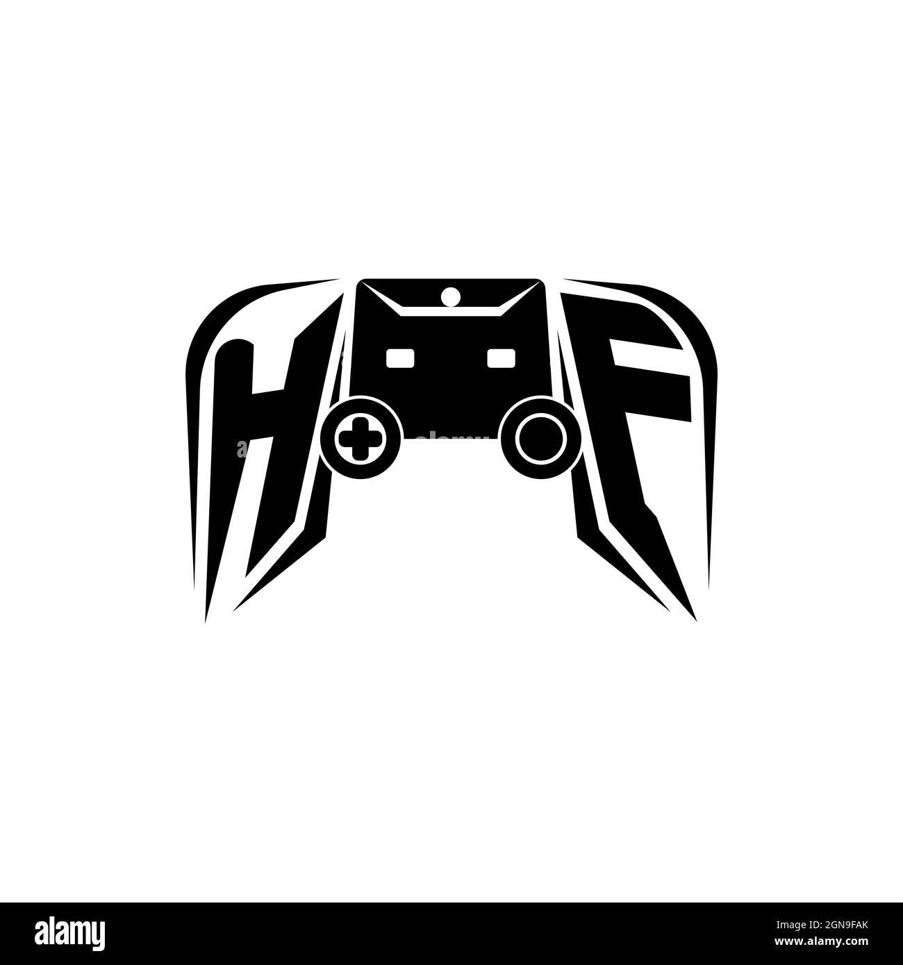 HF Initial ESport gaming logo. Game console shape style vector template