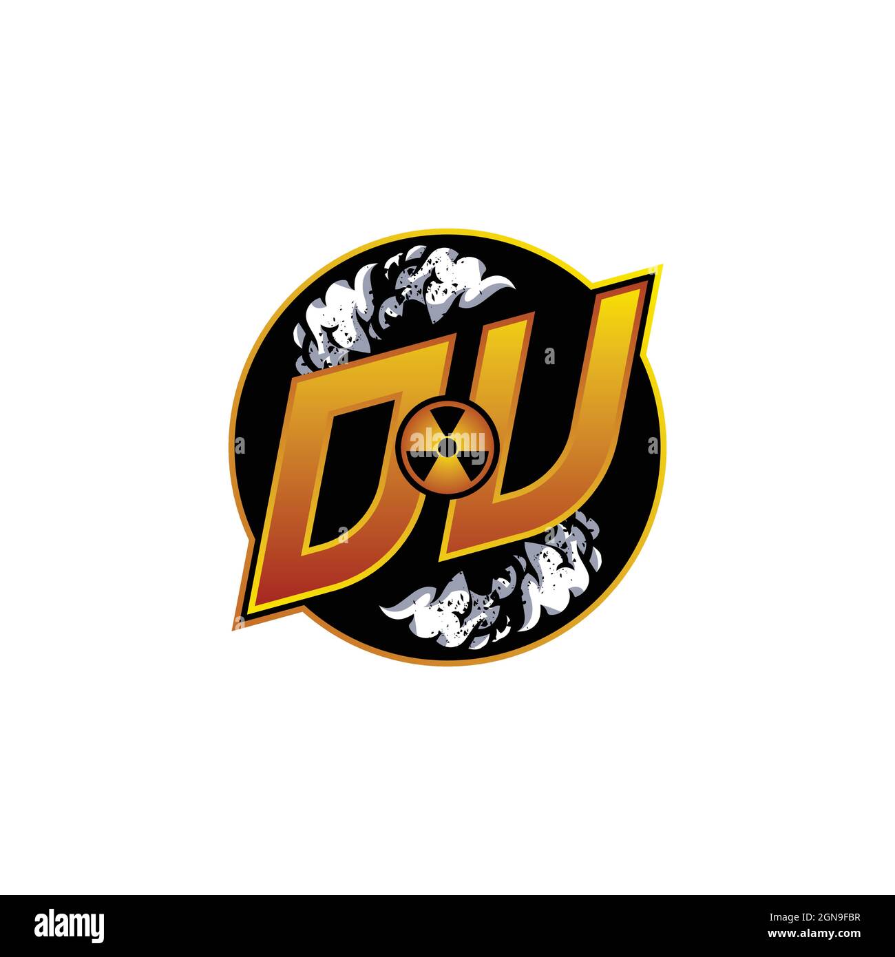 DU Logo Monogram Gaming with Gas Shape designs template vector icon modern Stock Vector