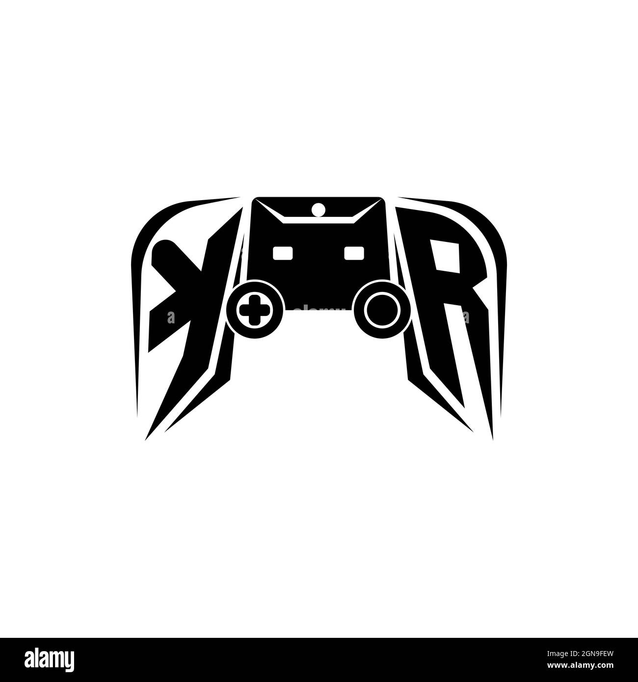 KR Initial ESport gaming logo. Game console shape style vector template Stock Vector