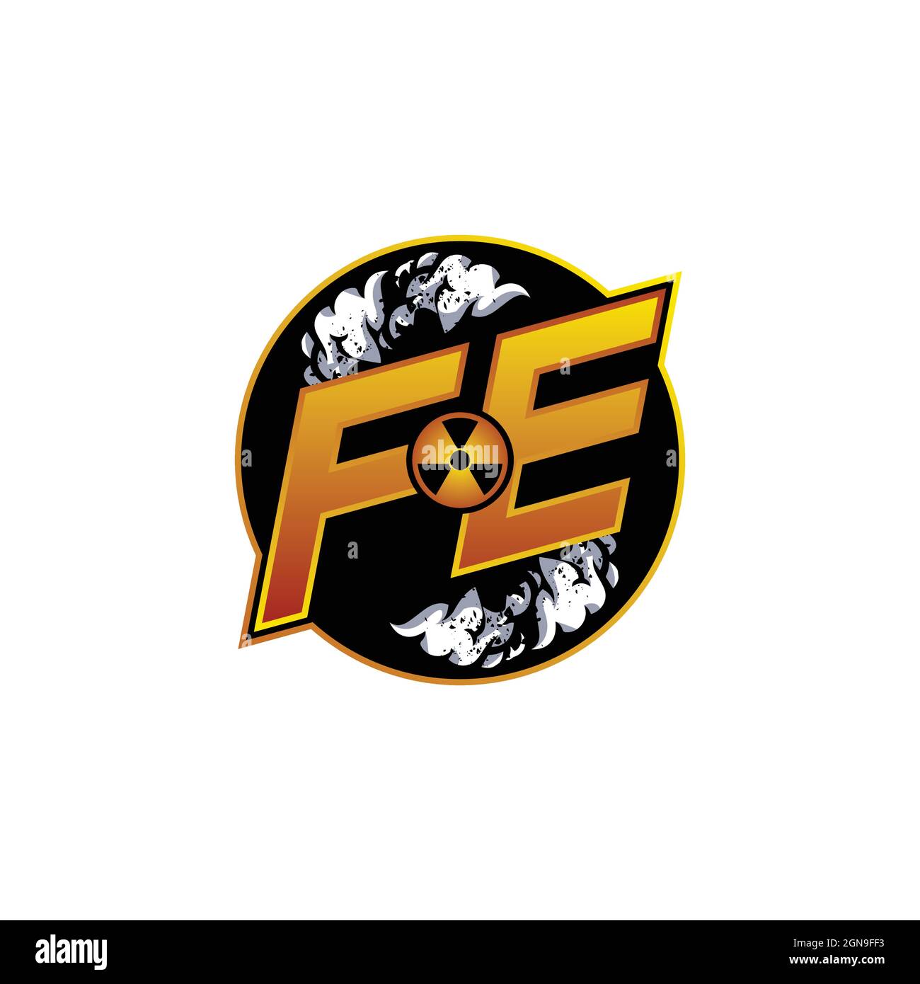 FE Logo Monogram Gaming with Gas Shape designs template vector icon modern Stock Vector