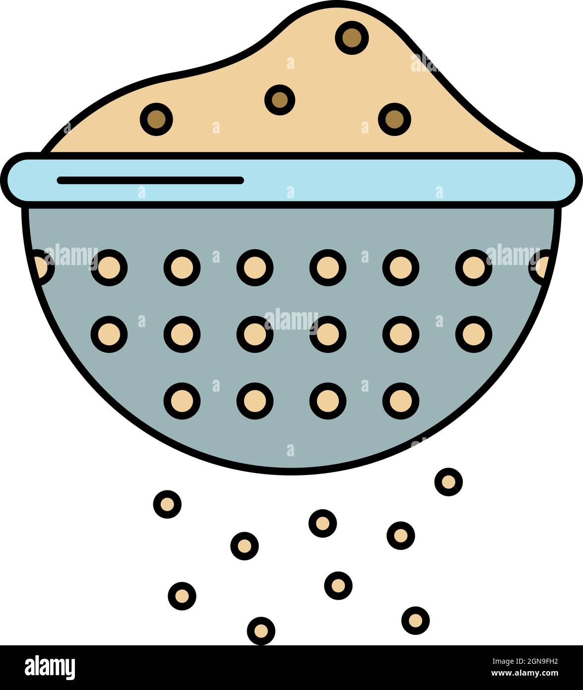 Flour sieve icon. Outline flour sieve vector icon color flat isolated
