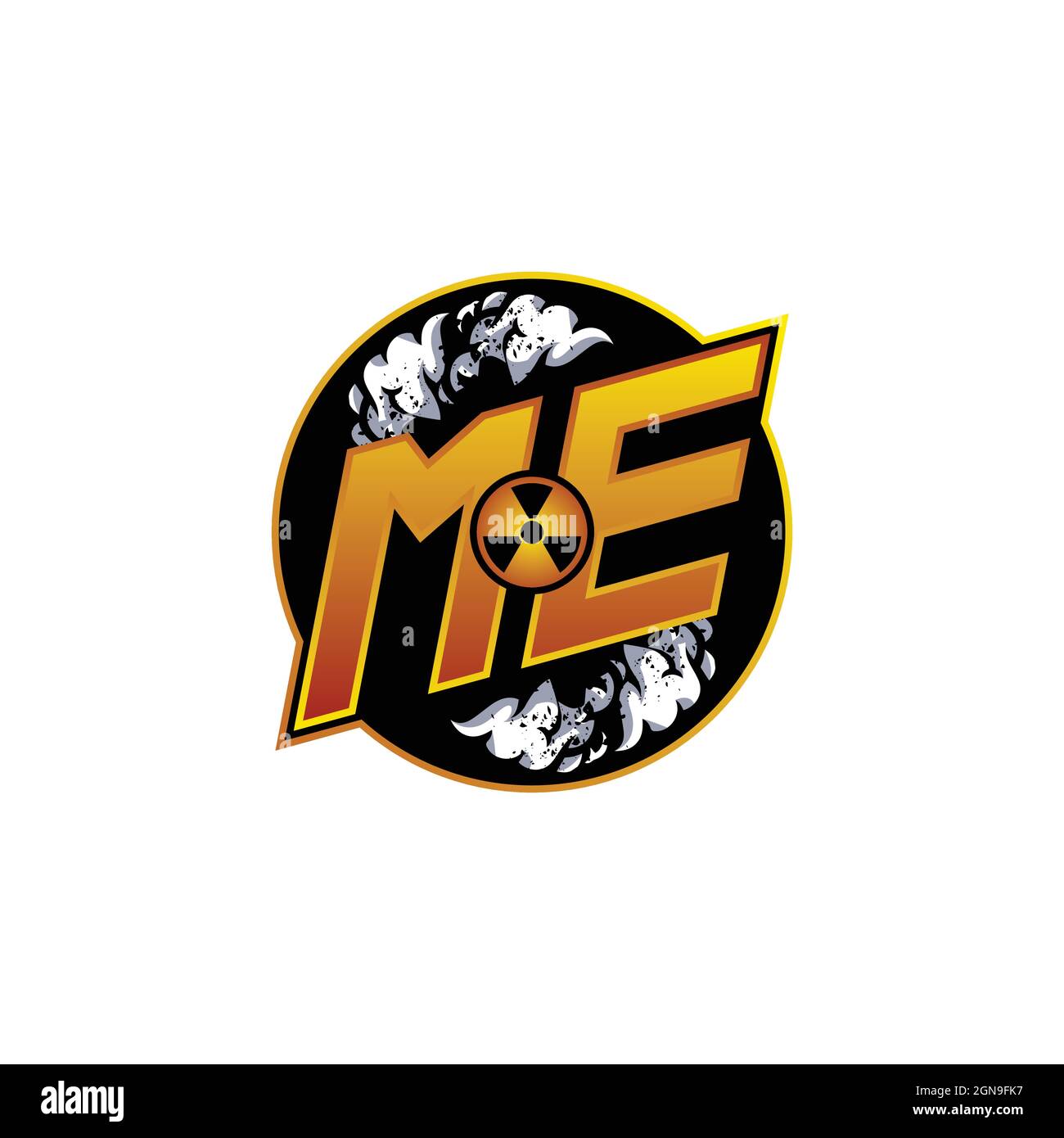 ME Logo Monogram Gaming with Gas Shape designs template vector icon modern Stock Vector