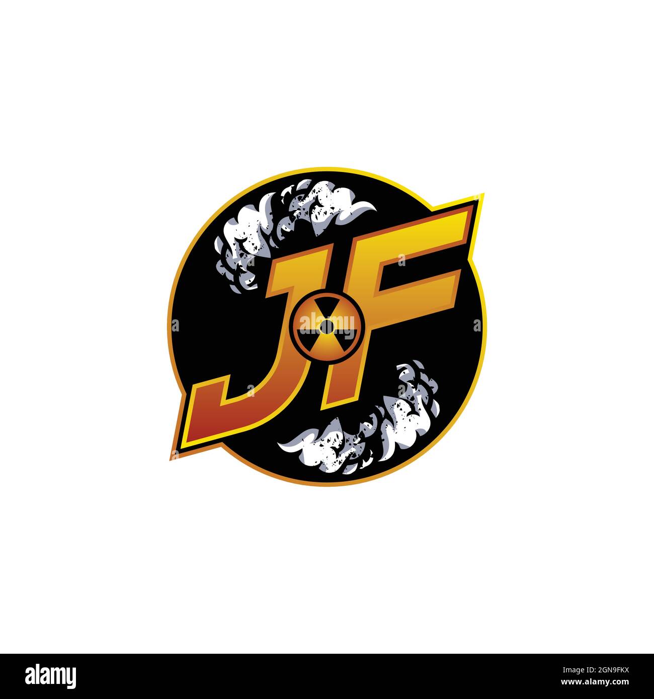 JF Logo Monogram Gaming with Gas Shape designs template vector icon modern Stock Vector