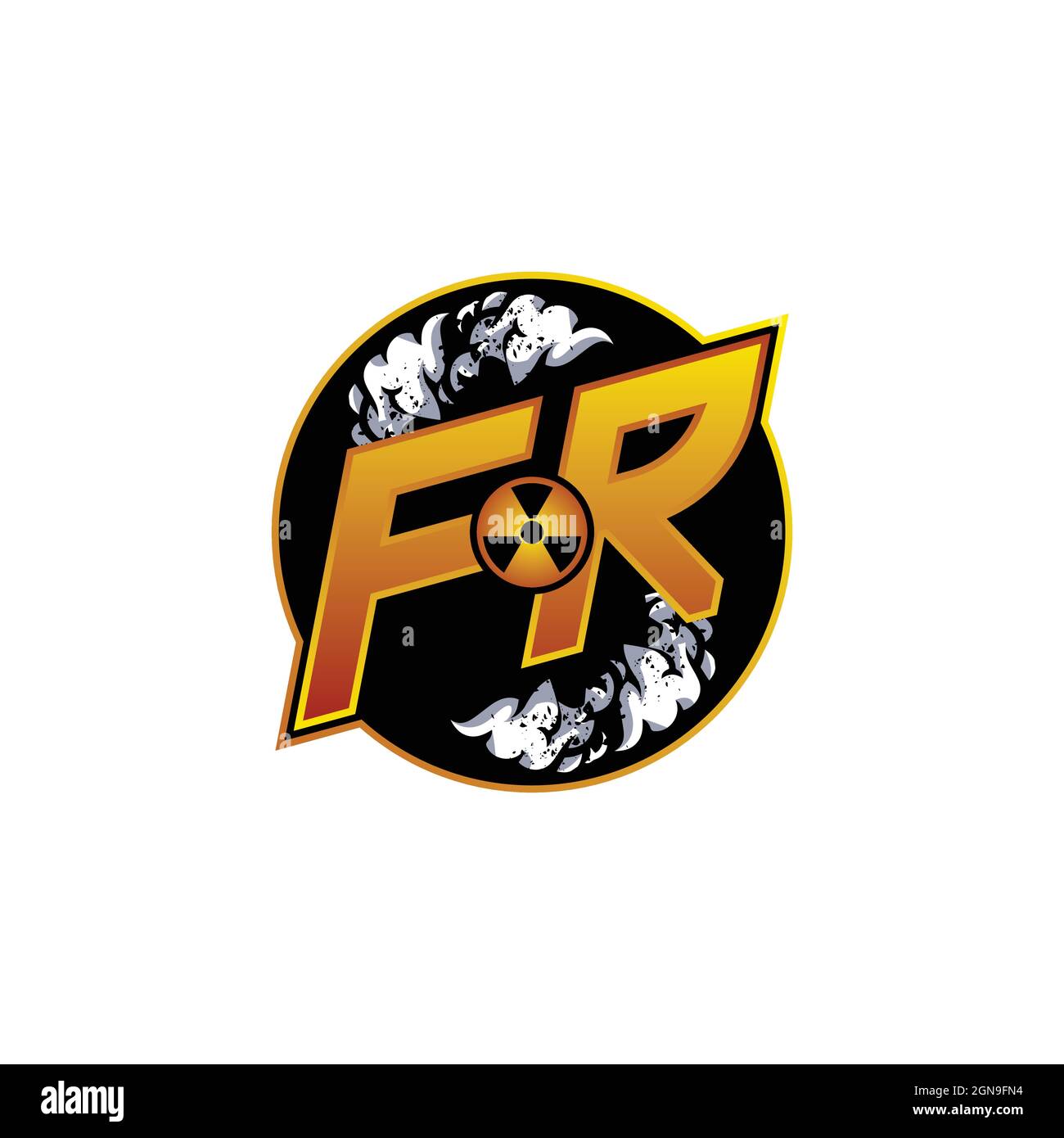 FR Logo Monogram Gaming with Gas Shape designs template vector icon modern Stock Vector