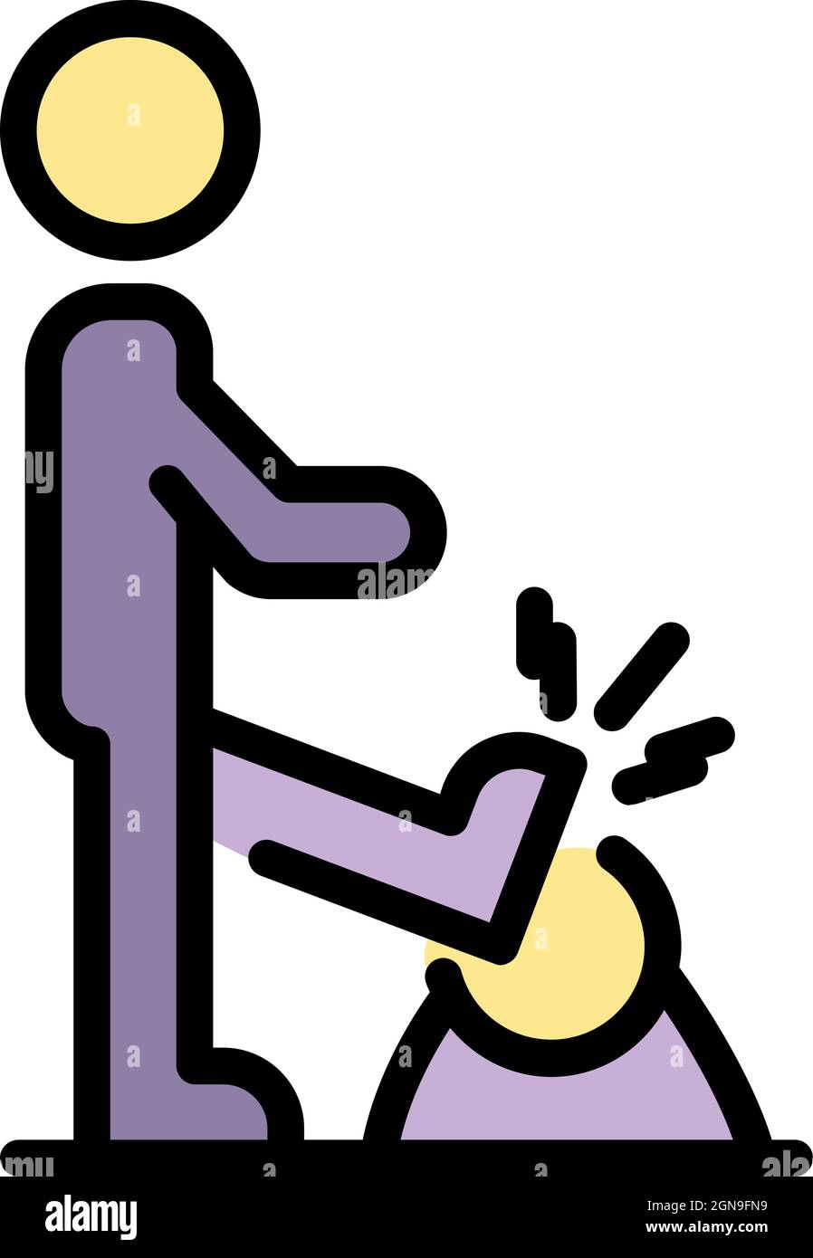 Stop object violence icon. Outline stop object violence vector icon color flat isolated Stock Vector