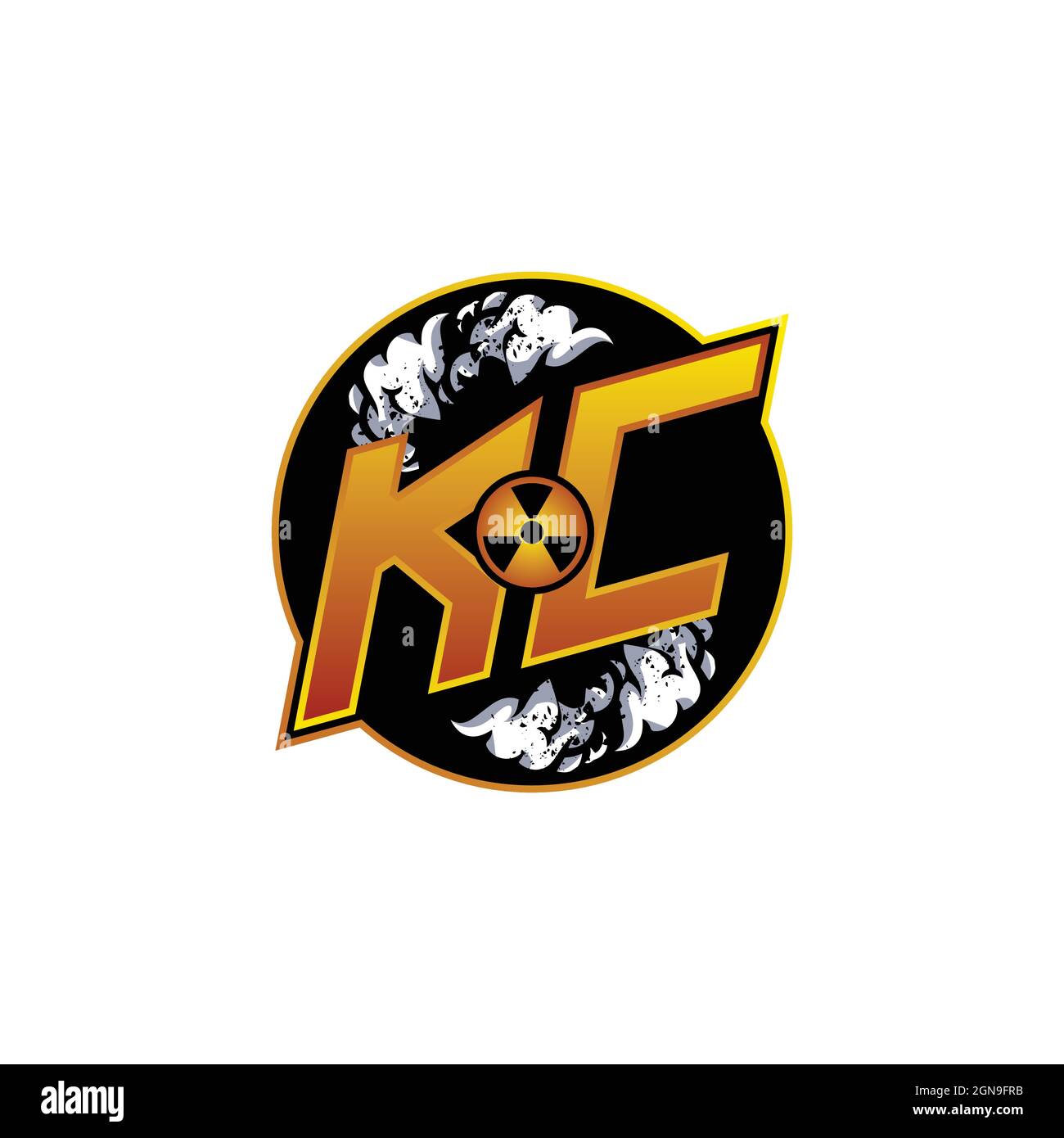 KC Logo Monogram Gaming with Gas Shape designs template vector icon modern Stock Vector