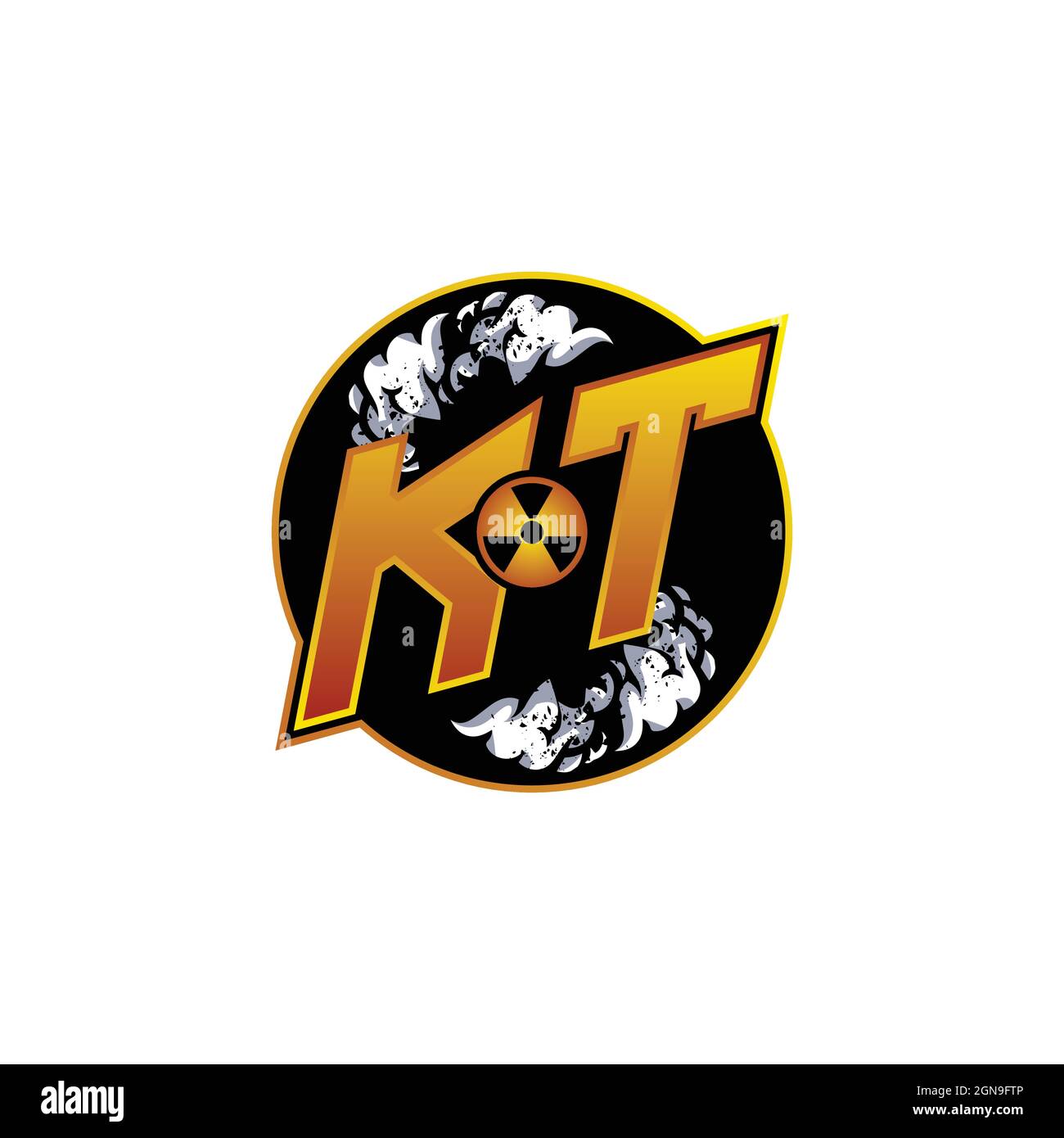 KT Logo Monogram Gaming with Gas Shape designs template vector icon modern Stock Vector