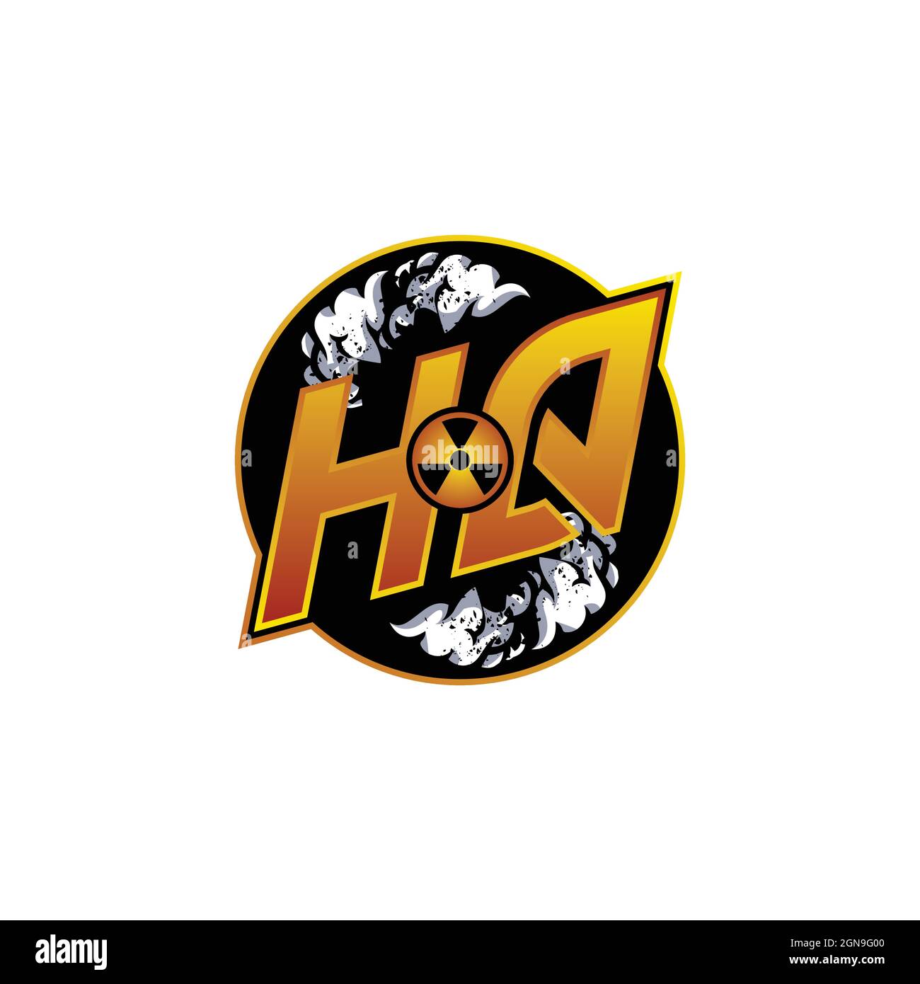 HQ Logo Monogram Gaming with Gas Shape designs template vector icon modern Stock Vector