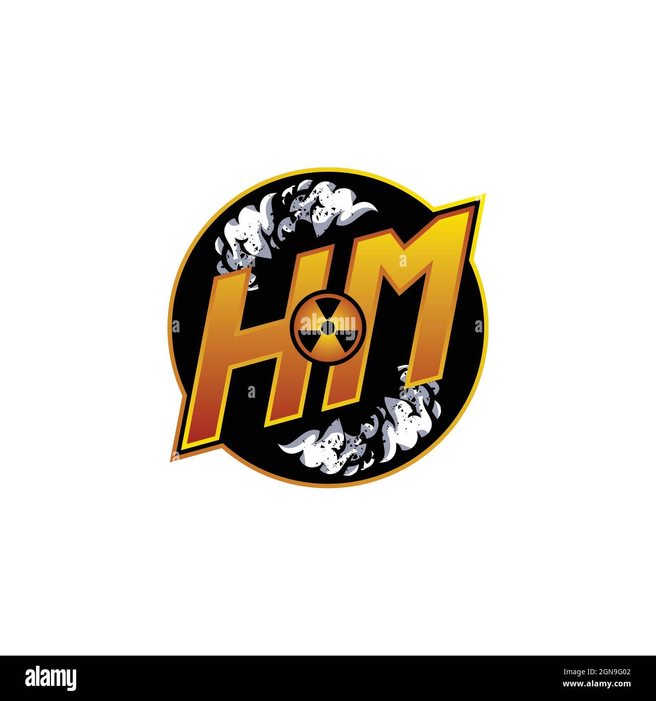 HM Logo Monogram Gaming with Gas Shape designs template vector icon modern Stock Vector