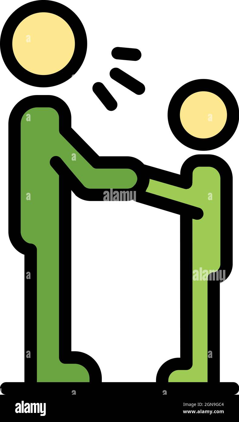 Stop kid violence icon. Outline stop kid violence vector icon color flat isolated Stock Vector