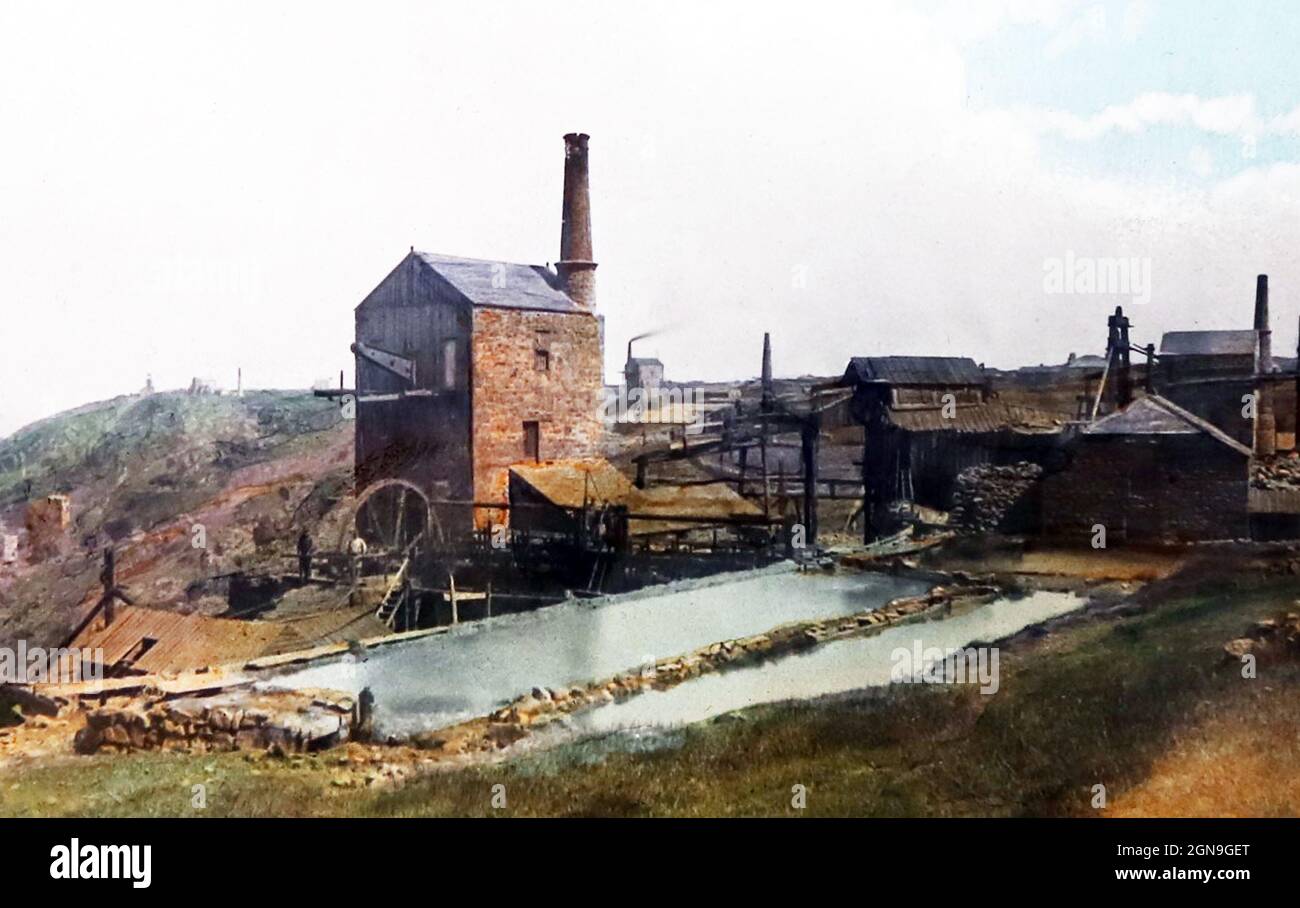 A Cornish Tin Mine, Victorian period Stock Photo