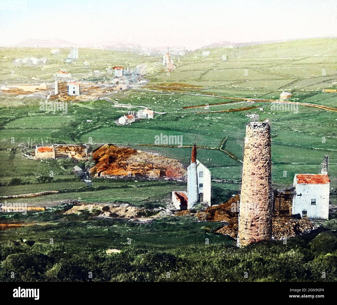 Cornish tin mines, Rosewall Hill, St. Ives, Victorian period Stock Photo