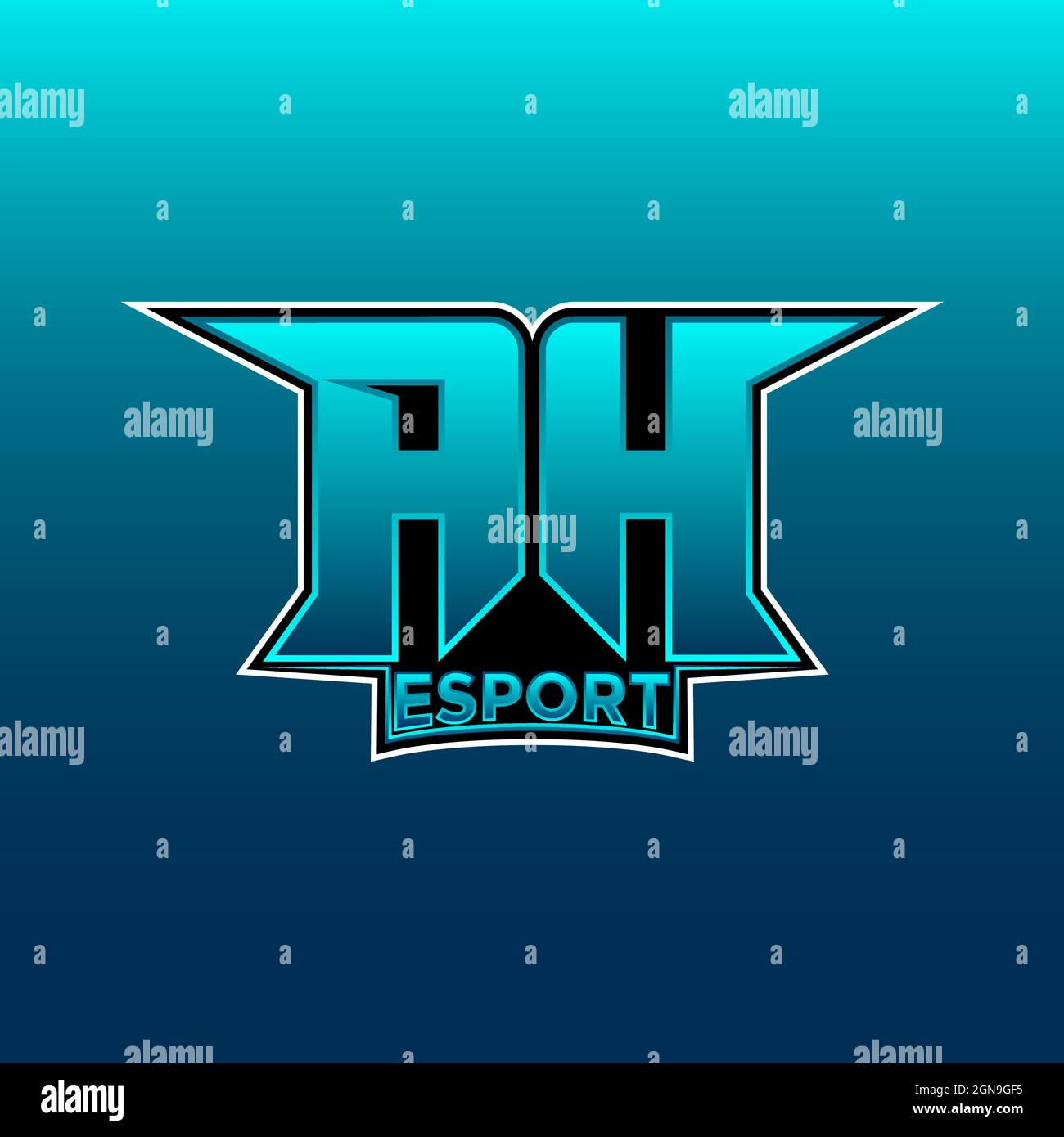 AH Logo Monogram Gaming with Gas Shape designs template vector icon modern Stock Vector