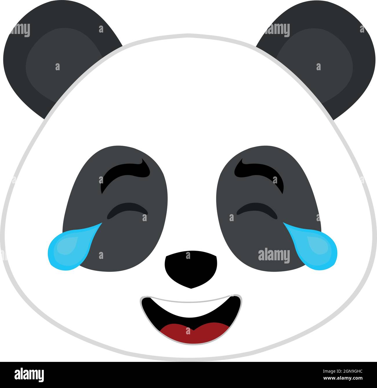 Vector emoticon illustration of the face of a cartoon panda bear with tears of joy Stock Vector