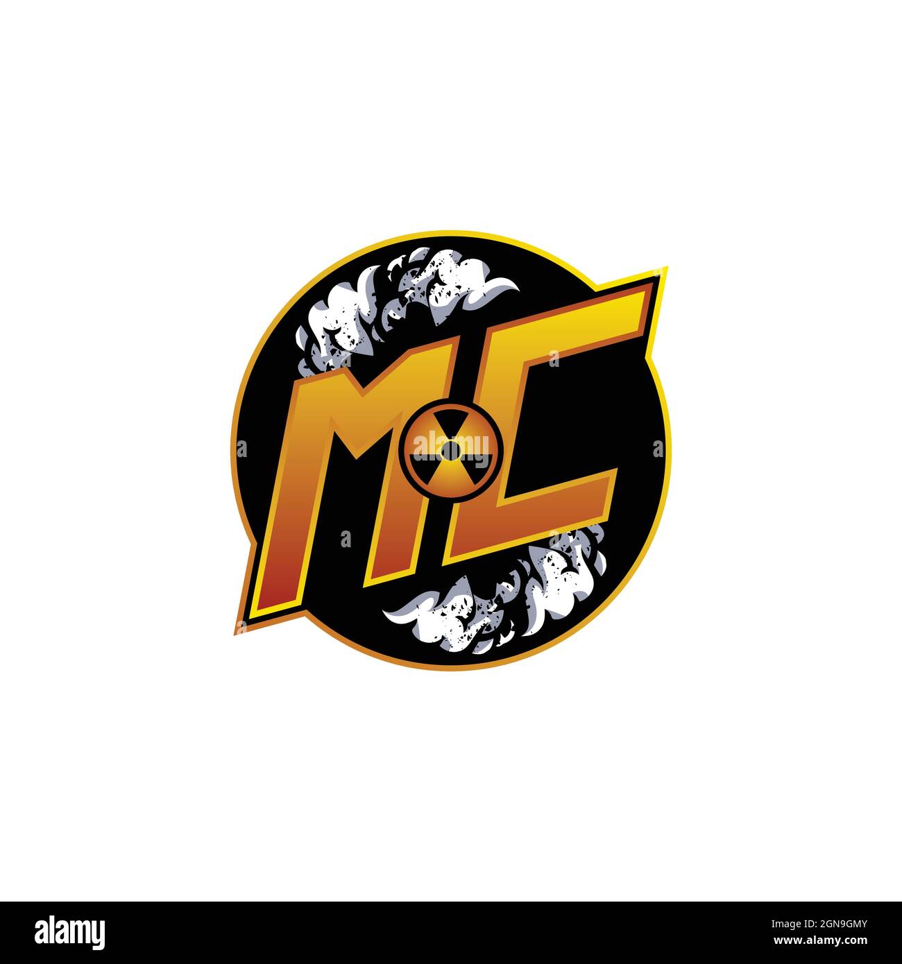 MC Logo Monogram Gaming with Gas Shape designs template vector icon modern Stock Vector
