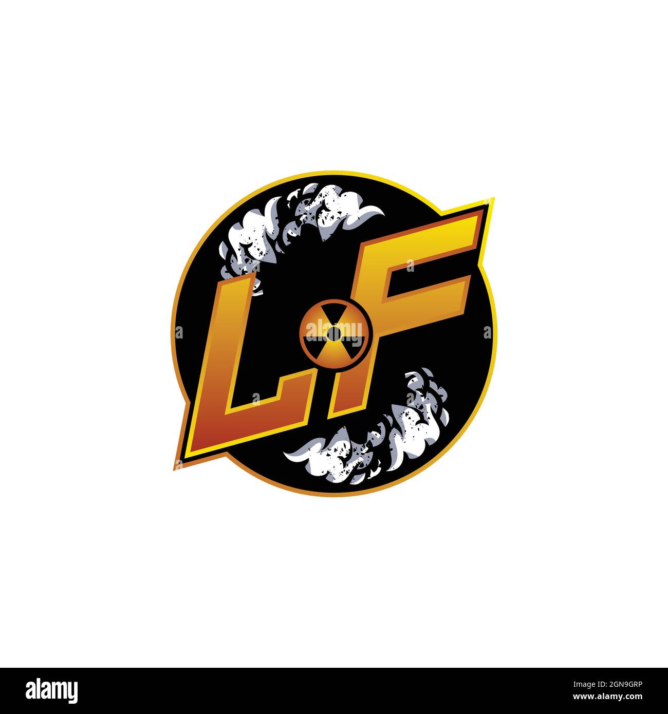 LF Logo Monogram Gaming with Gas Shape designs template vector icon modern Stock Vector