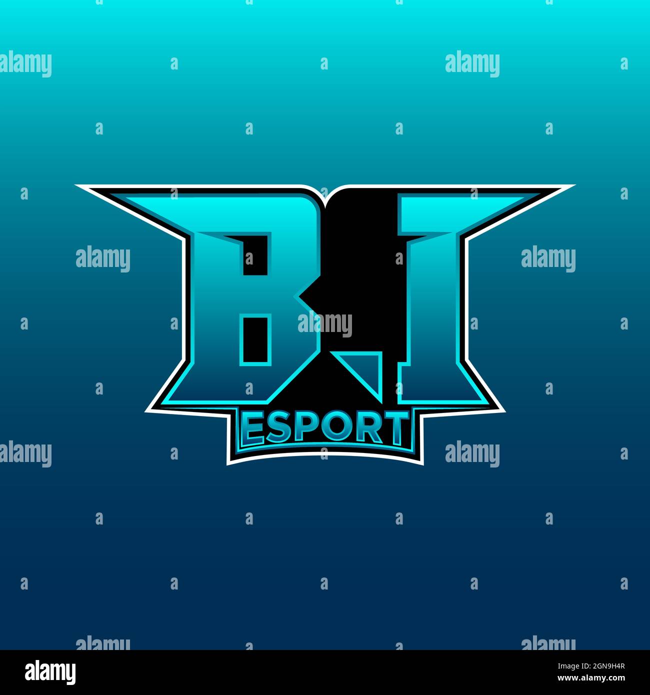 BJ Logo Monogram Gaming with Gas Shape designs template vector icon modern Stock Vector