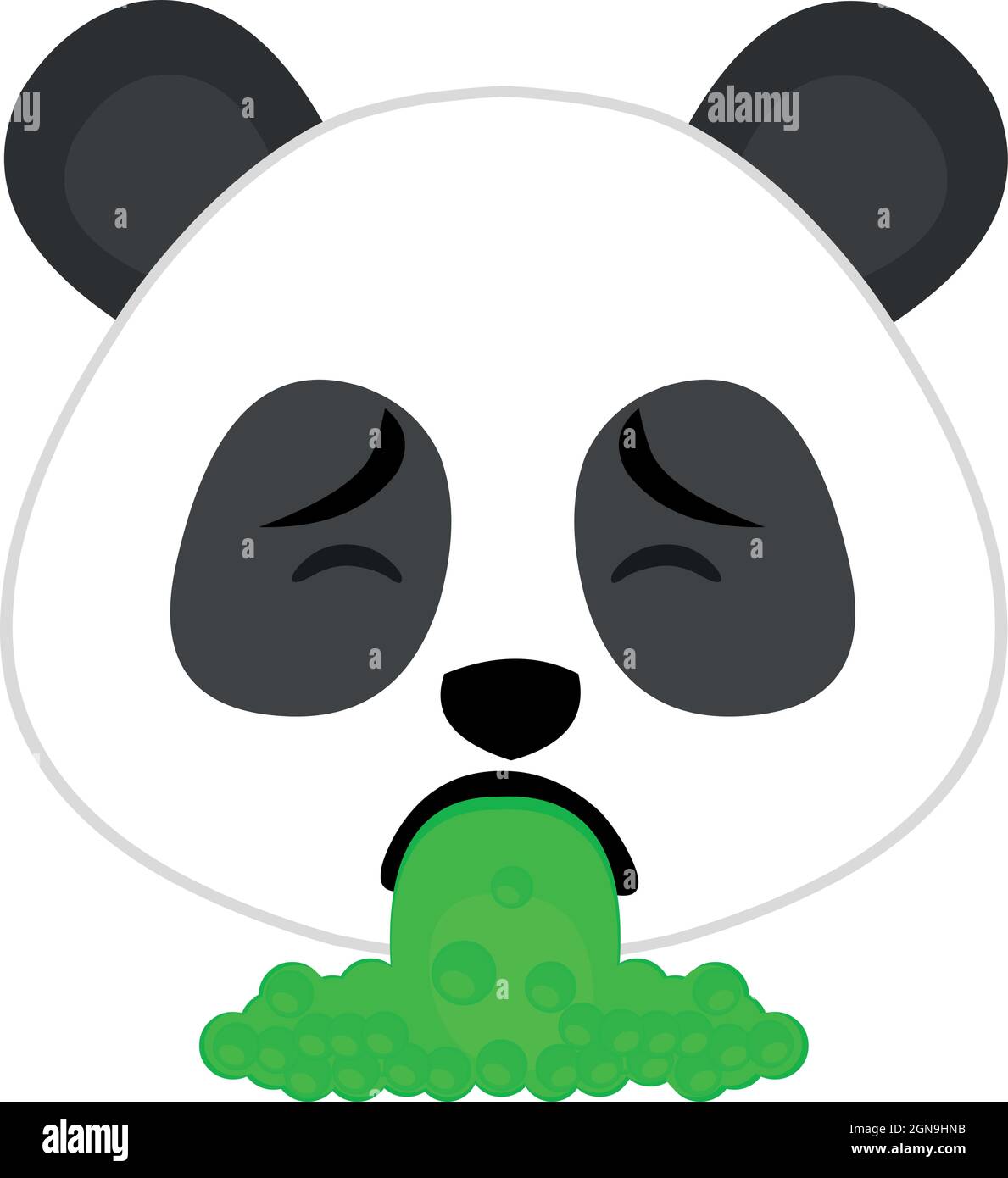 Vector emoticon illustration of the face of a cartoon panda vomiting Stock Vector