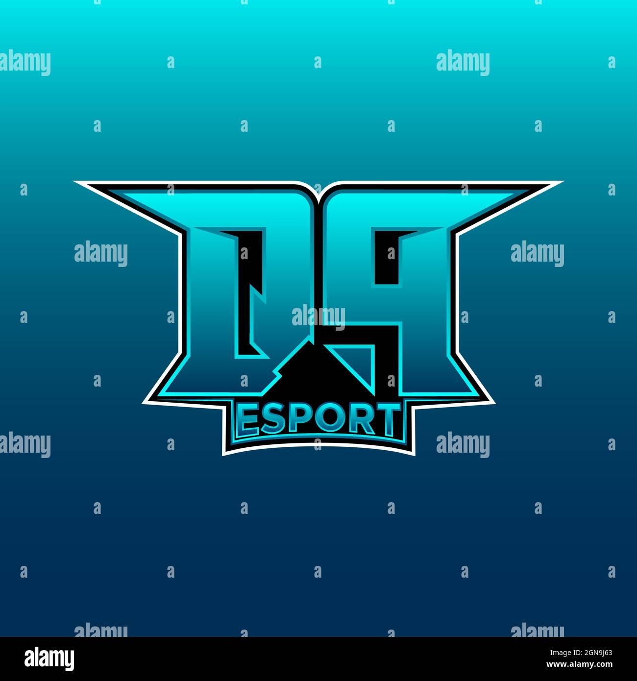 QP Logo ESport Gaming Initial with Blue Light Color design vector