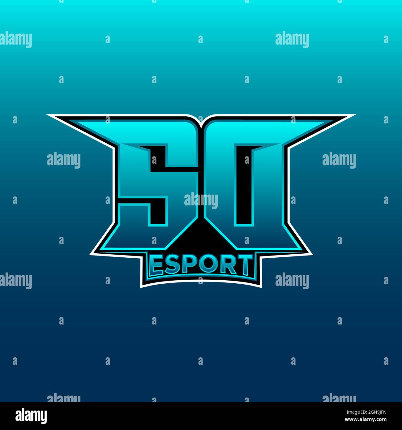 SD Logo ESport Gaming Initial with Blue Light Color design vector template Stock Vector