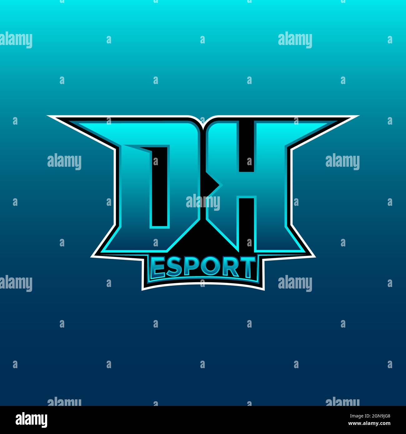 DK Logo ESport Gaming Initial with Blue Light Color design vector template Stock Vector