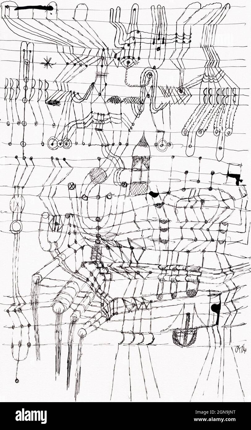 Drawing Knotted in the Manner of a Net (1920) by Paul Klee. Stock Photo