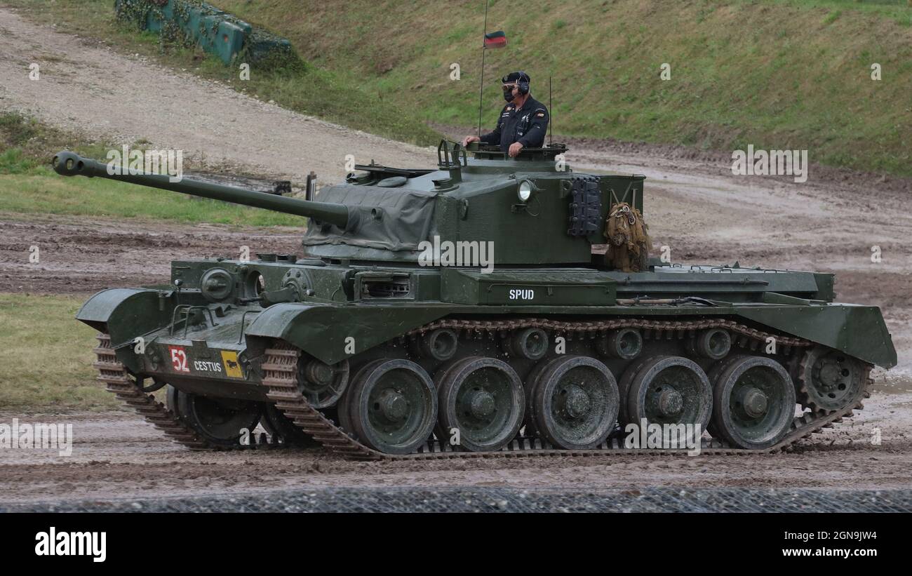 Comet tank. A Comet tank during a demonstration at Bovington Tank Museum, Dorset, UK Stock Photo