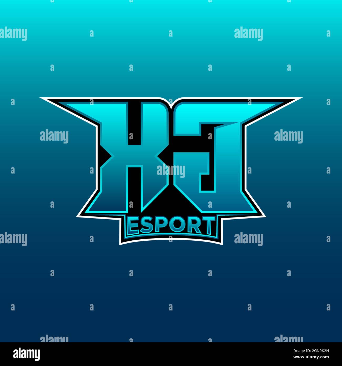 XG Logo ESport Gaming Initial with Blue Light Color design vector