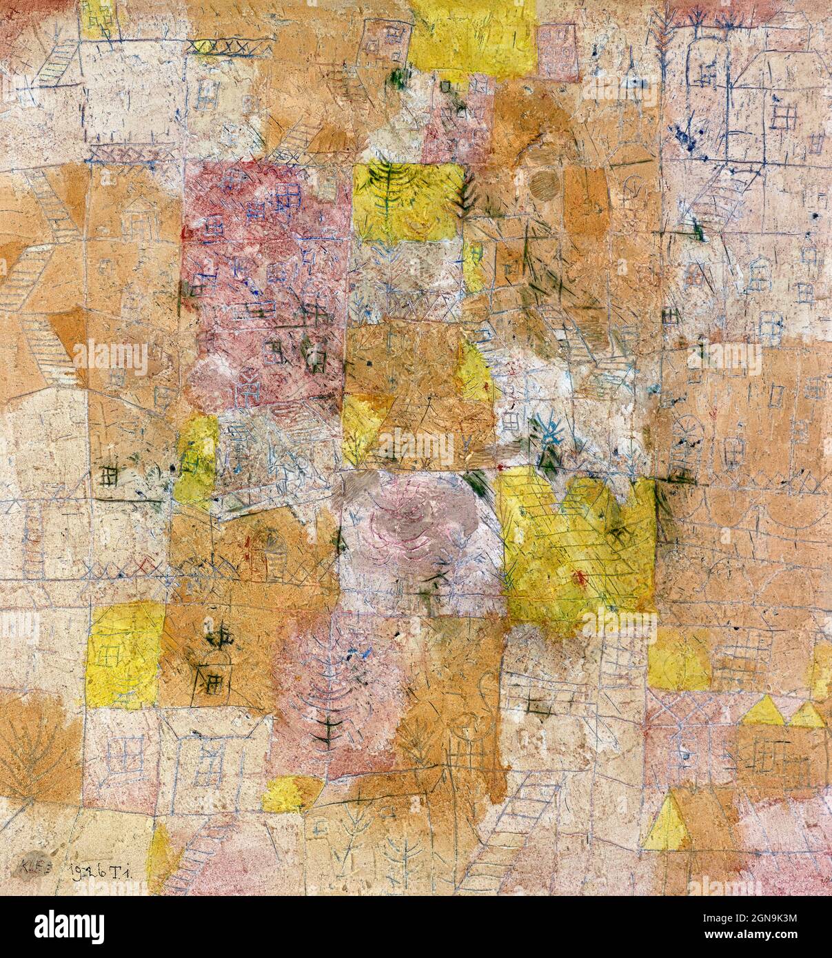 Suburban idyll (garden city idyll) (1926) painting in high resolution by Paul Klee. Stock Photo