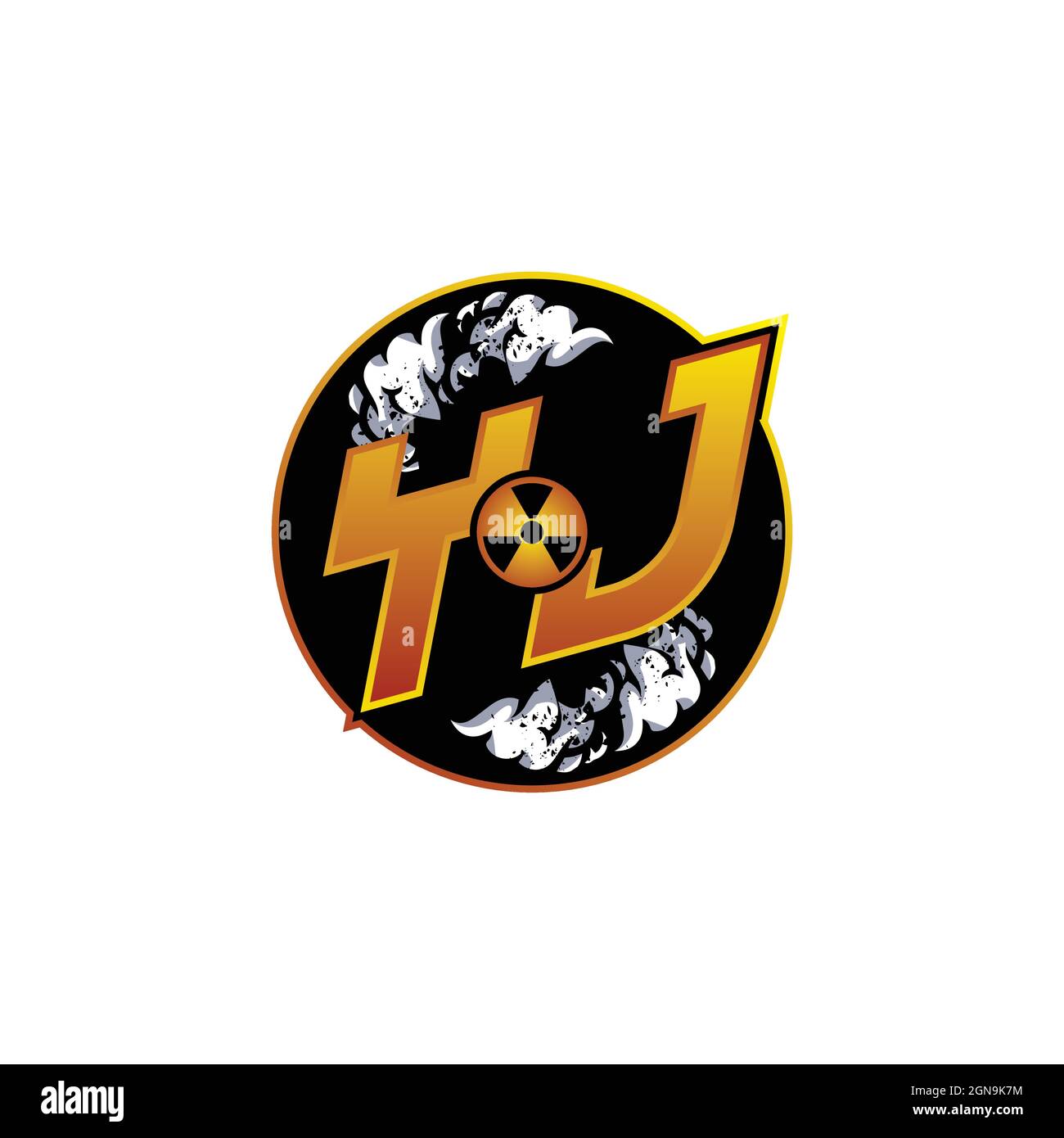 YJ Logo Monogram Gaming with Gas Shape designs template vector icon modern Stock Vector