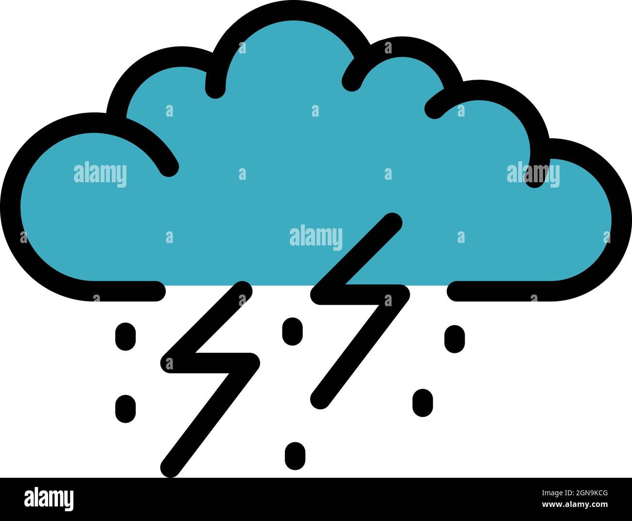 Storm start cloud icon. Outline storm start cloud vector icon color flat isolated Stock Vector