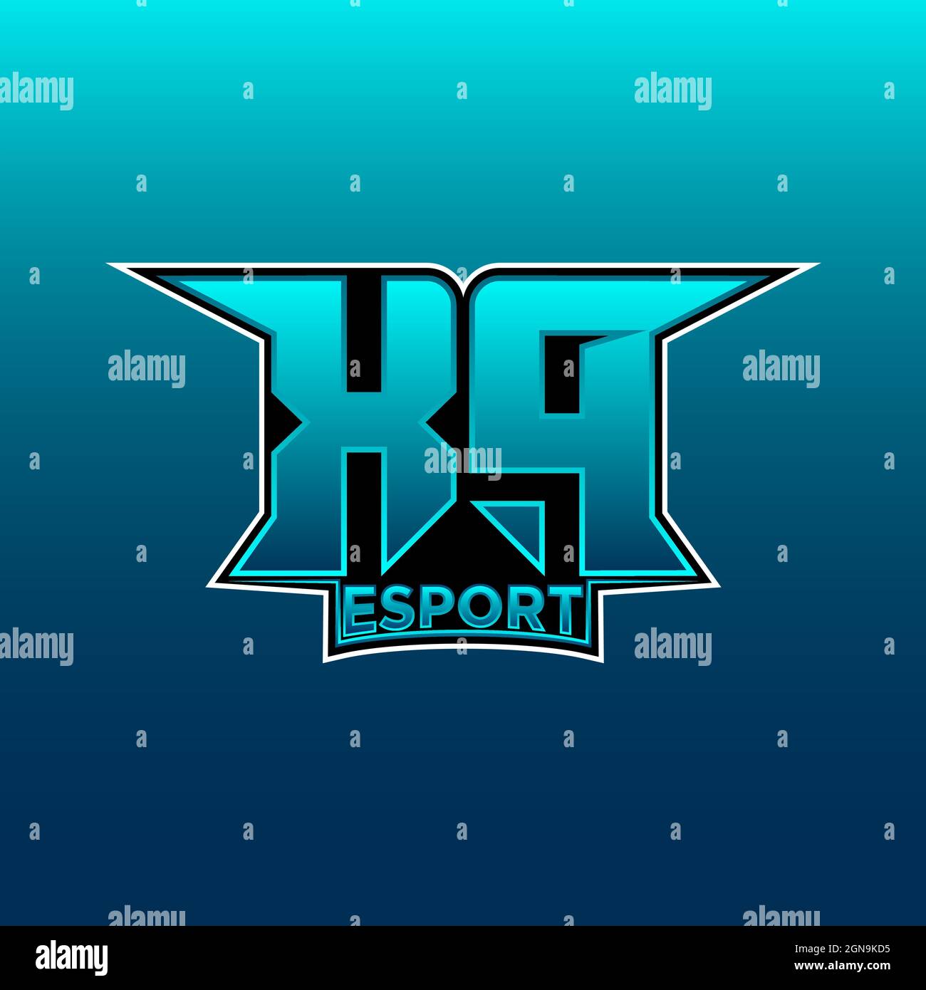 XP Logo ESport Gaming Initial with Blue Light Color design vector